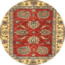 Round Abstract Metallic Gold Oriental Rug, abs2487