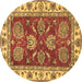 Round Oriental Brown Traditional Rug, abs2487brn