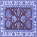 Square Machine Washable Oriental Blue Traditional Rug, wshabs2487blu