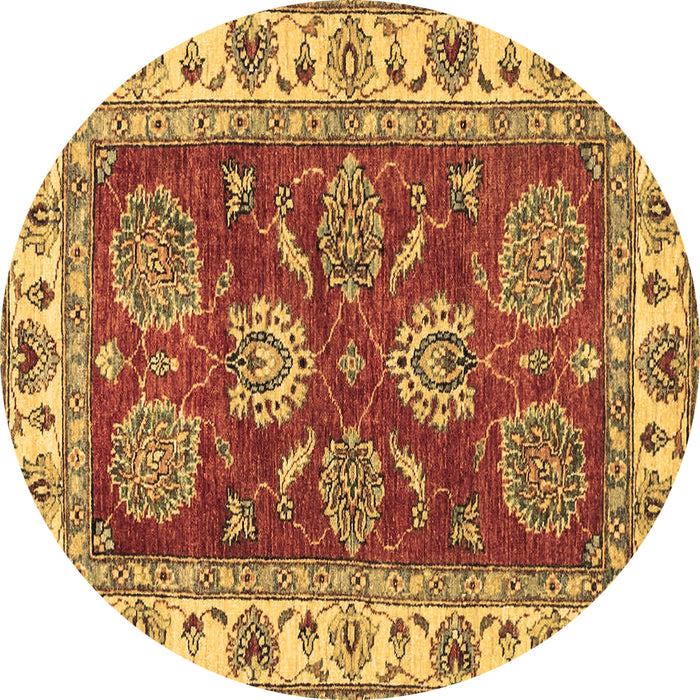 Round Machine Washable Oriental Brown Traditional Rug, wshabs2487brn