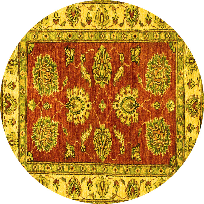 Round Oriental Yellow Traditional Rug, abs2487yw