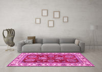 Machine Washable Oriental Pink Traditional Rug, wshabs2487pnk