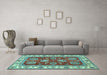 Machine Washable Oriental Light Blue Traditional Rug in a Living Room, wshabs2487lblu