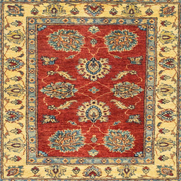 Square Machine Washable Abstract Metallic Gold Rug, wshabs2487
