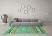 Machine Washable Abstract Turquoise Modern Area Rugs in a Living Room,, wshabs2488turq