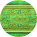 Round Abstract Green Modern Rug, abs2488grn