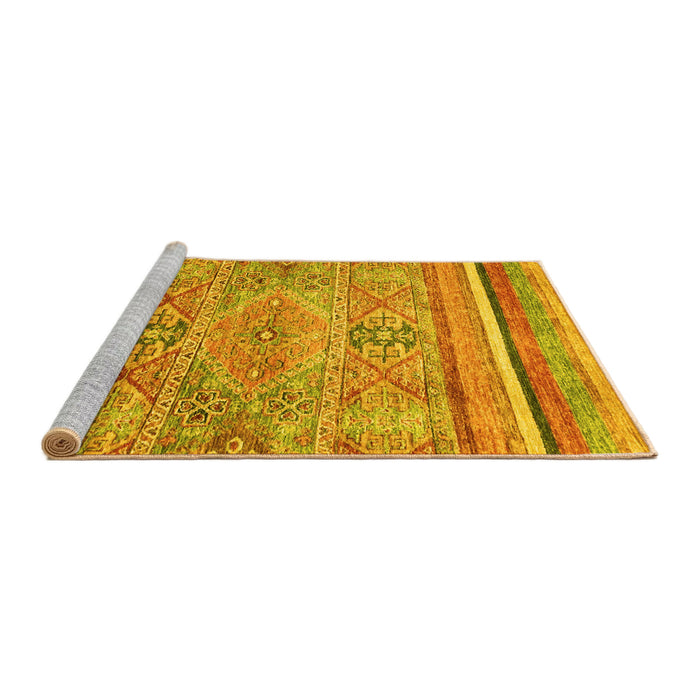 Sideview of Machine Washable Abstract Yellow Modern Rug, wshabs2488yw