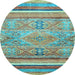 Round Abstract Light Blue Modern Rug, abs2488lblu