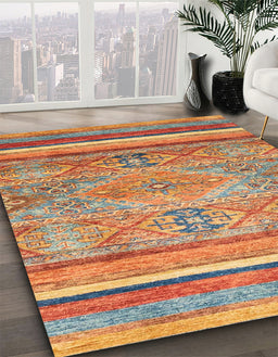 Abstract Red Modern Rug in Family Room, abs2488