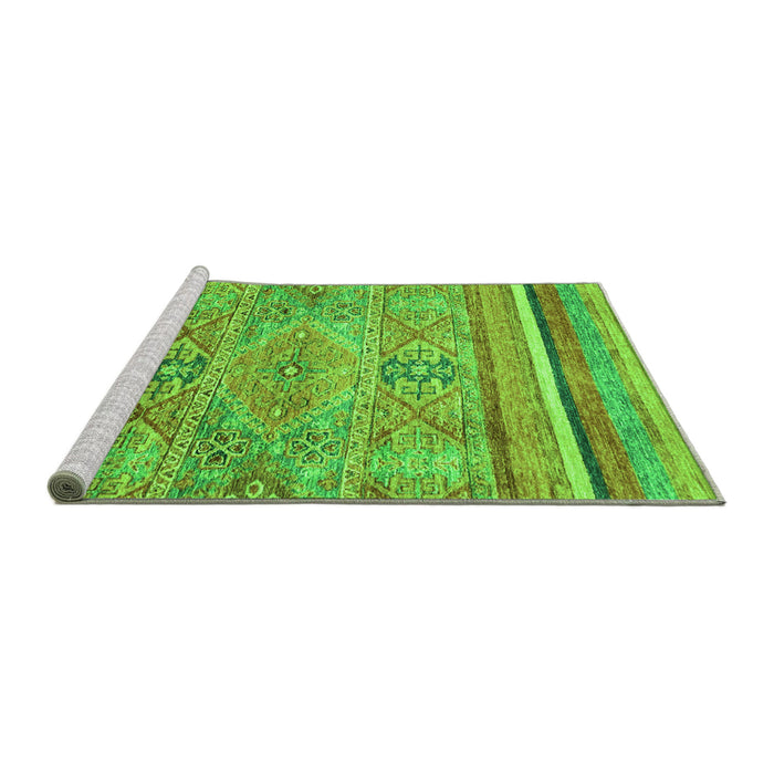 Sideview of Machine Washable Abstract Green Modern Area Rugs, wshabs2488grn