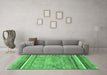 Machine Washable Abstract Emerald Green Modern Area Rugs in a Living Room,, wshabs2488emgrn