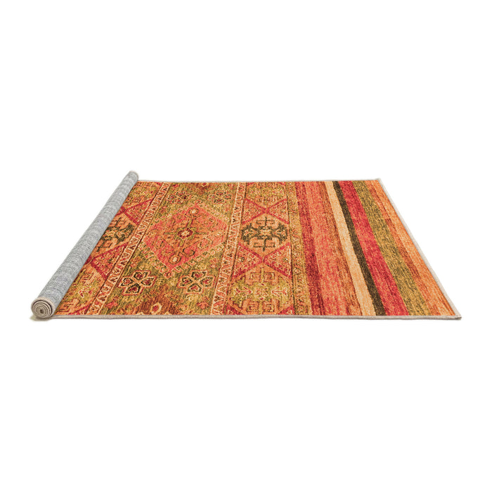 Sideview of Machine Washable Abstract Orange Modern Area Rugs, wshabs2488org