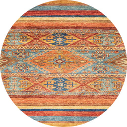 Round Machine Washable Abstract Red Rug, wshabs2488