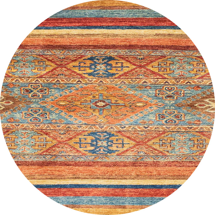 Round Machine Washable Abstract Red Rug, wshabs2488