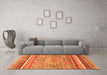 Machine Washable Abstract Orange Modern Area Rugs in a Living Room, wshabs2488org