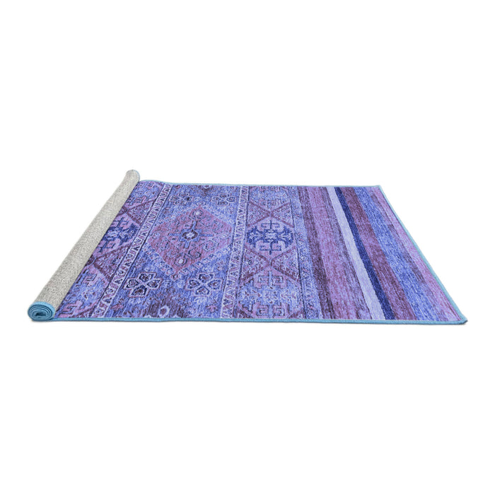 Sideview of Machine Washable Abstract Blue Modern Rug, wshabs2488blu