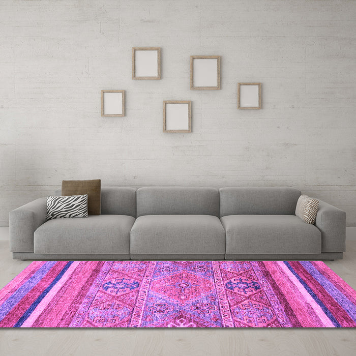Machine Washable Abstract Purple Modern Area Rugs in a Living Room, wshabs2488pur