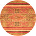 Round Abstract Orange Modern Rug, abs2488org