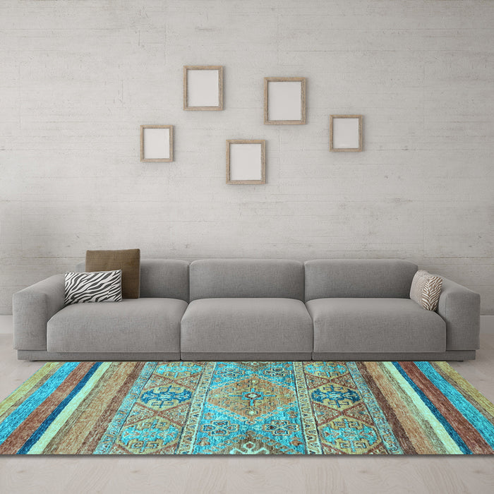 Machine Washable Abstract Light Blue Modern Rug in a Living Room, wshabs2488lblu