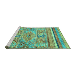 Sideview of Machine Washable Abstract Turquoise Modern Area Rugs, wshabs2488turq