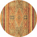 Round Abstract Brown Modern Rug, abs2488brn