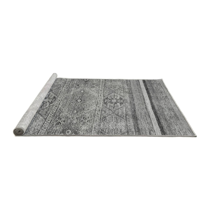 Sideview of Machine Washable Abstract Gray Modern Rug, wshabs2488gry