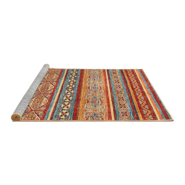 Sideview of Machine Washable Abstract Camel Brown Rug, wshabs2489