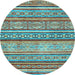 Round Abstract Light Blue Modern Rug, abs2489lblu