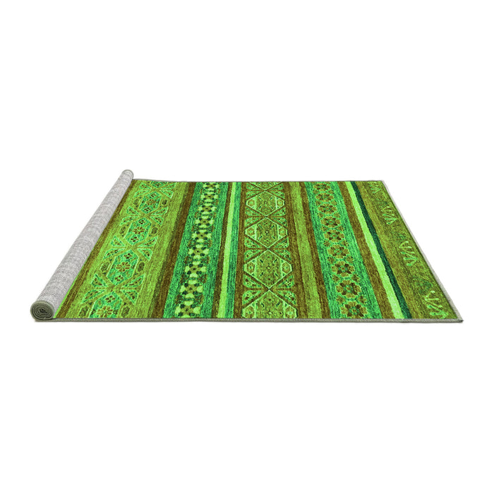Sideview of Machine Washable Abstract Green Modern Area Rugs, wshabs2489grn