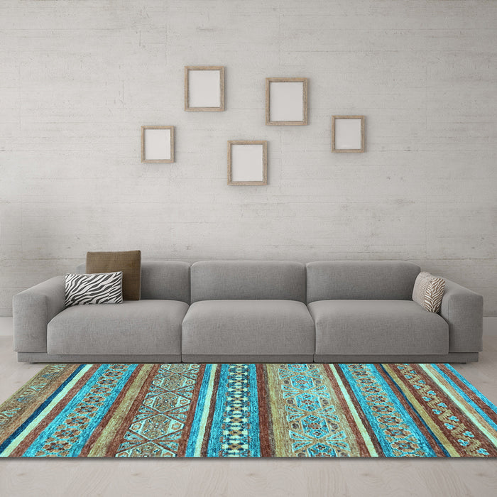 Machine Washable Abstract Light Blue Modern Rug in a Living Room, wshabs2489lblu