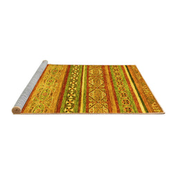 Sideview of Machine Washable Abstract Yellow Modern Rug, wshabs2489yw