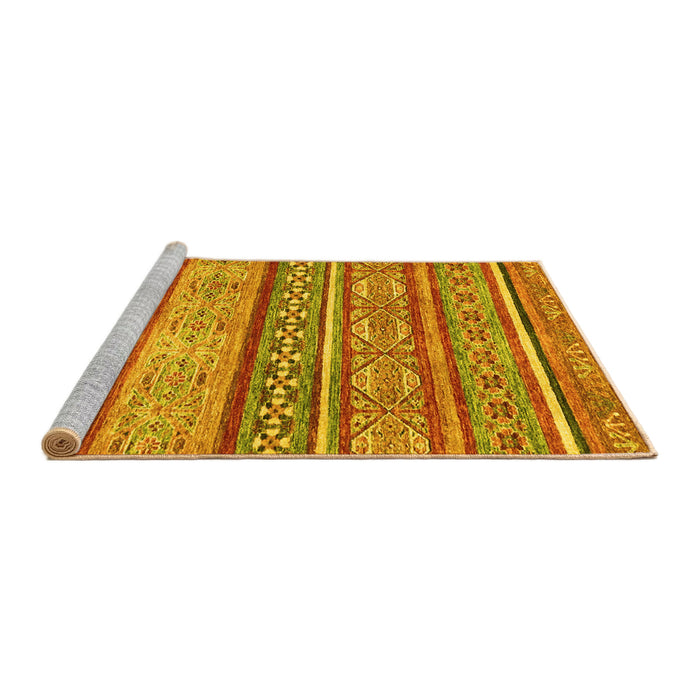 Sideview of Machine Washable Abstract Yellow Modern Rug, wshabs2489yw
