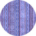 Round Machine Washable Abstract Blue Modern Rug, wshabs2489blu