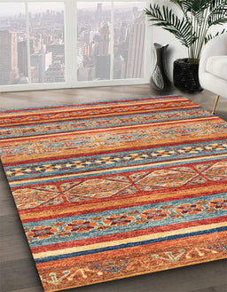 Machine Washable Abstract Camel Brown Rug in a Family Room, wshabs2489