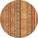 Round Abstract Brown Modern Rug, abs2489brn