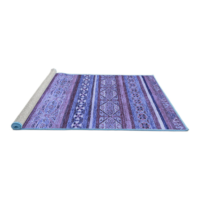 Sideview of Machine Washable Abstract Blue Modern Rug, wshabs2489blu