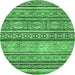 Round Abstract Emerald Green Modern Rug, abs2489emgrn