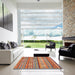 Square Abstract Camel Brown Modern Rug in a Living Room, abs2489