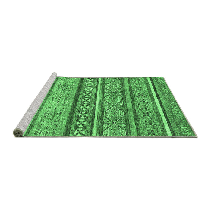 Sideview of Machine Washable Abstract Emerald Green Modern Area Rugs, wshabs2489emgrn