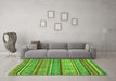 Machine Washable Abstract Green Modern Area Rugs in a Living Room,, wshabs2489grn