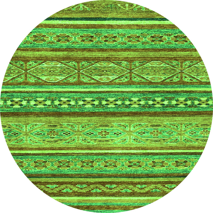 Round Machine Washable Abstract Green Modern Area Rugs, wshabs2489grn