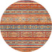 Round Machine Washable Abstract Camel Brown Rug, wshabs2489