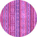 Round Machine Washable Abstract Purple Modern Area Rugs, wshabs2489pur