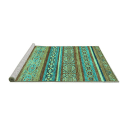 Sideview of Machine Washable Abstract Turquoise Modern Area Rugs, wshabs2489turq