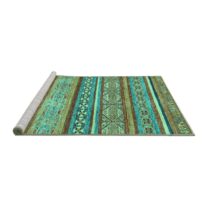 Sideview of Machine Washable Abstract Turquoise Modern Area Rugs, wshabs2489turq