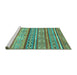 Sideview of Machine Washable Abstract Turquoise Modern Area Rugs, wshabs2489turq