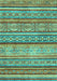 Machine Washable Abstract Turquoise Modern Area Rugs, wshabs2489turq