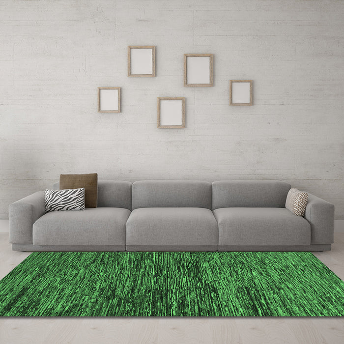 Machine Washable Abstract Emerald Green Modern Area Rugs in a Living Room,, wshabs248emgrn
