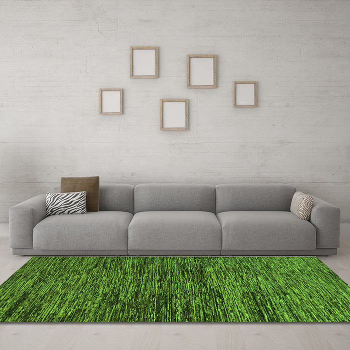 Machine Washable Abstract Green Modern Area Rugs in a Living Room,, wshabs248grn