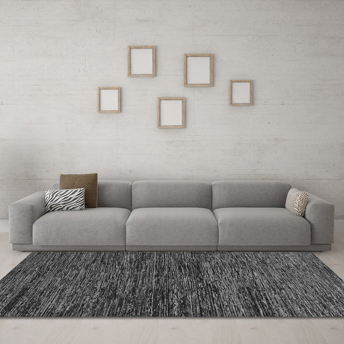 Machine Washable Abstract Gray Modern Rug in a Living Room,, wshabs248gry